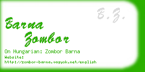 barna zombor business card
